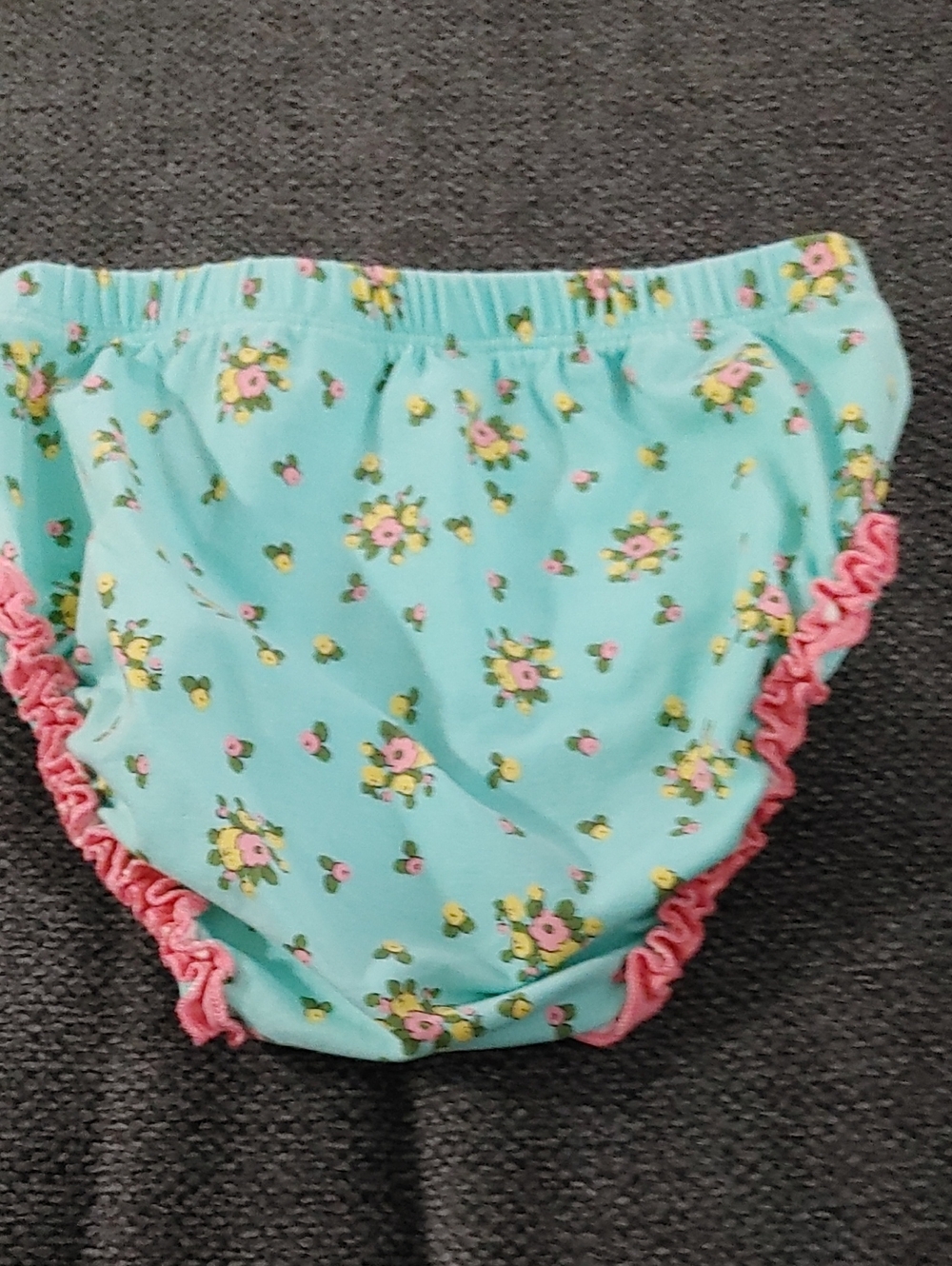 Matilda Jane Aqua Floral Ruffle Diaper Cover Bundled with Kyle & Deena Headband - Picture 4 of 5